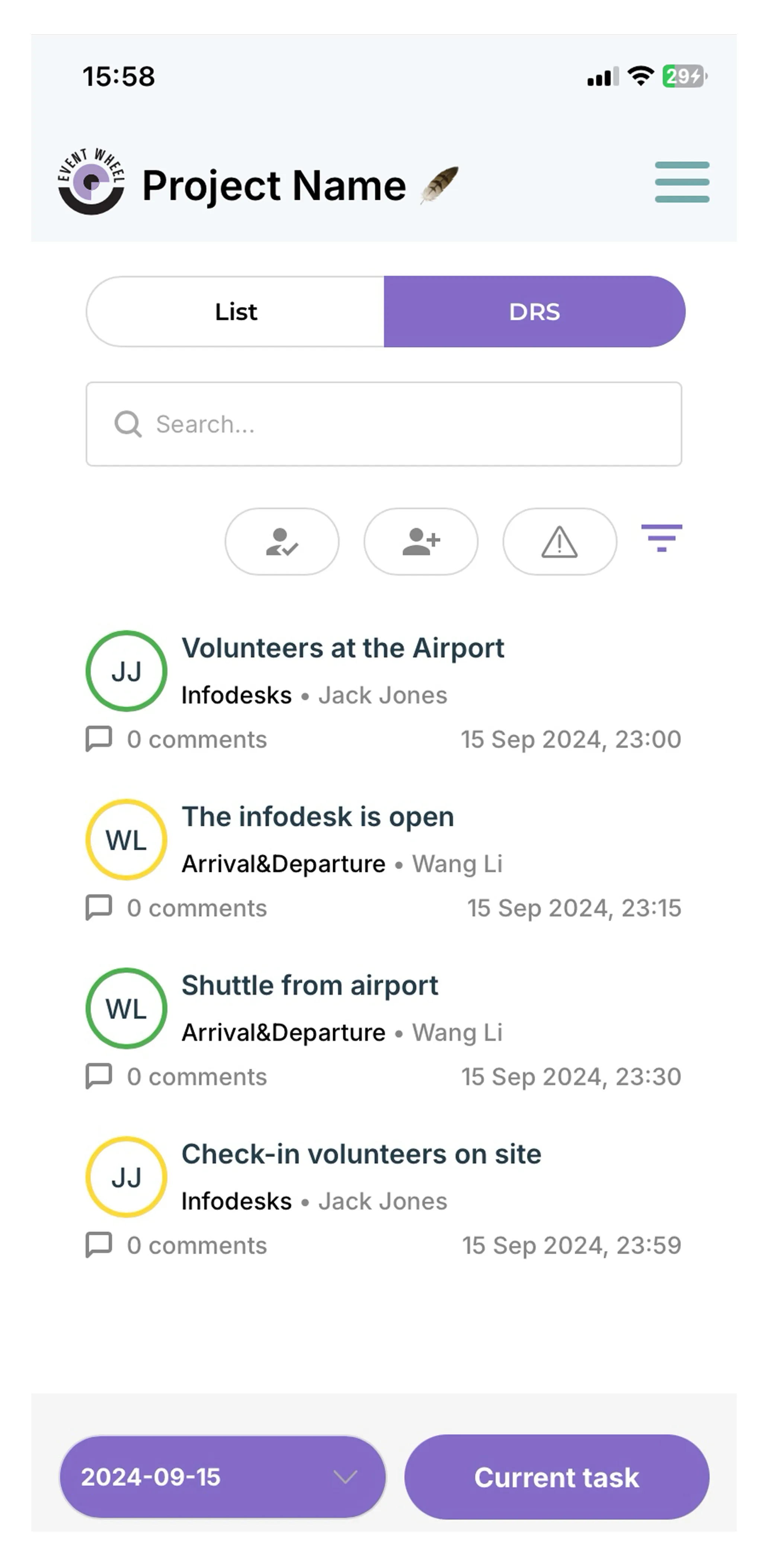 DRS module to list, assign, and check off every task in real time